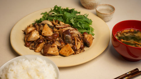 Buri (yellowtail) and Mushrooms with Butter and Soy Sauce